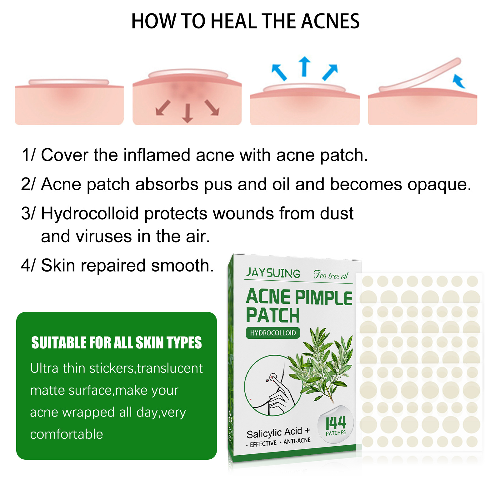 Jaysuing invisible acne patches Hydrocolloidal Tea Tree Oil Ultra